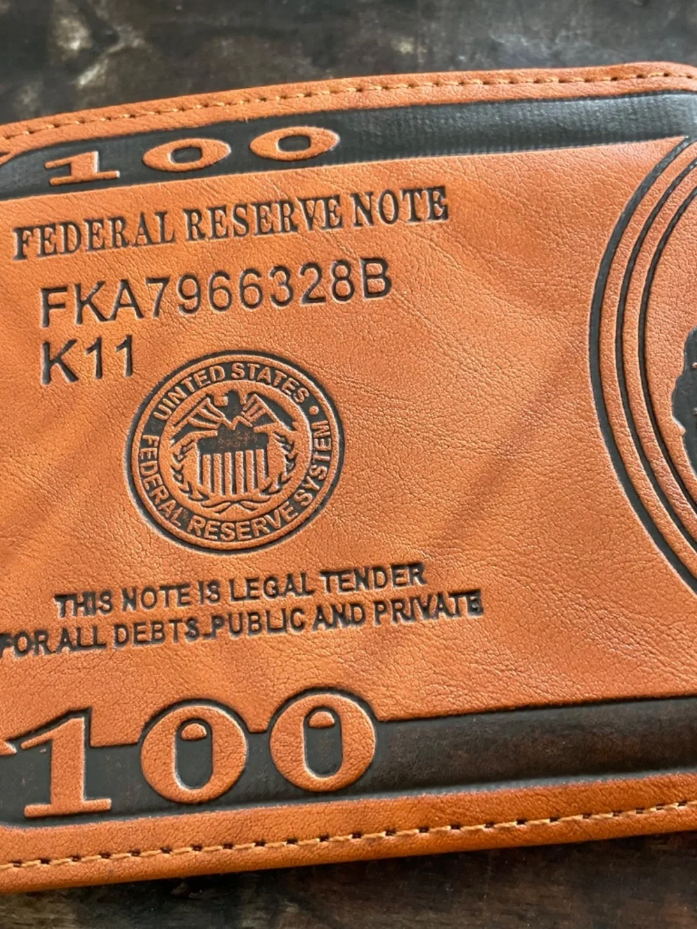 $100 bill new wallet,NWT.Tan.